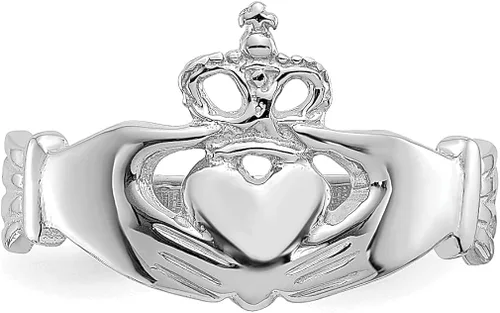 Vista 5 de 14k White Gold Claddagh Ring Celtic Fine Jewelry For Women Gifts For Her