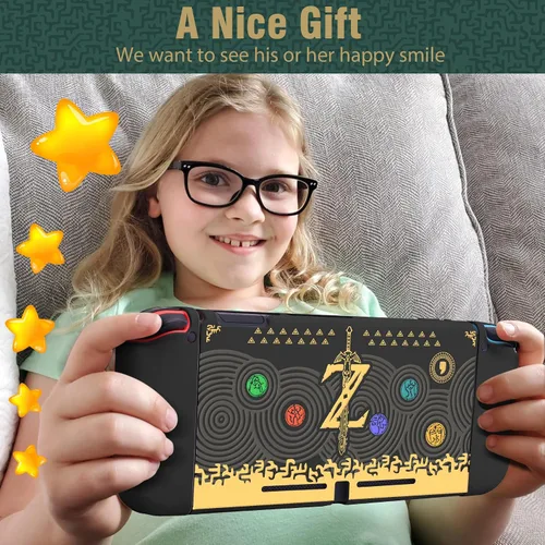 Vista 6 de Diseñada para Nintendo Switch OLED Funda Switch OLED TPU para niñas y niños, linda carcasa protectora Kawaii compatible con Nintendo Switch OLED