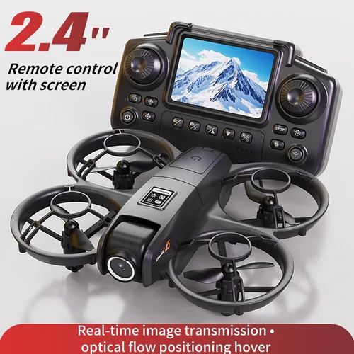 Vista 6 de Mini dron con doble cámara HD, protección de seguridad de hélice con 3 velocidades ajustables, modo sin cabeza, despegue/aterrizaje con una tecla