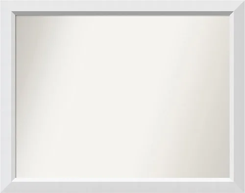 Vista 68 de Amanti Art Espejo de baño blanco para sobre el fregadero, 24 x 26 pulgadas, espejo rectangular blanco y blanco, marco de madera contemporáneo