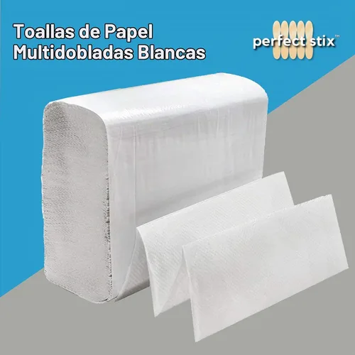 Vista 2 de Perfect Stix - Toallas de papel multiplegables blancas- Paquete de 2-250 ct. Total de 500 toallas