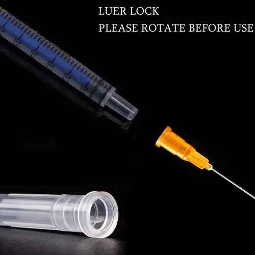 Vista 3 de Paquete de 25 jeringas de plástico de 1ml/cc con 25 Ga y tapa, envueltas individualmente selladas, para laboratorios científicos, medición