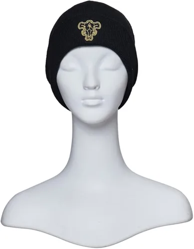 Vista 2 de Fortunehouse Gorro de punto de trébol negro para hombre elástico suave cálido con puños para invierno gorro