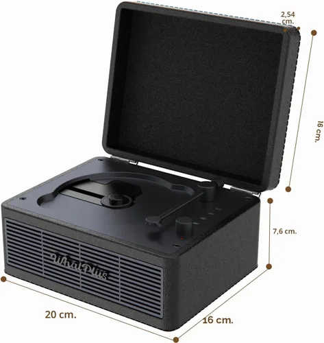 Vista 6 de Reproductor de CD portátil con Bluetooth 5.2, batería recargable y altavoces integrados, diseño de maleta retro de alta fidelidad para decoración