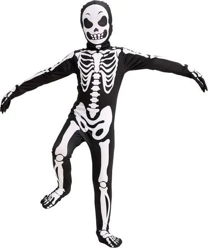 Vista 3 de Disfraz infantil de esqueleto ajustado para Halloween o truco o trato