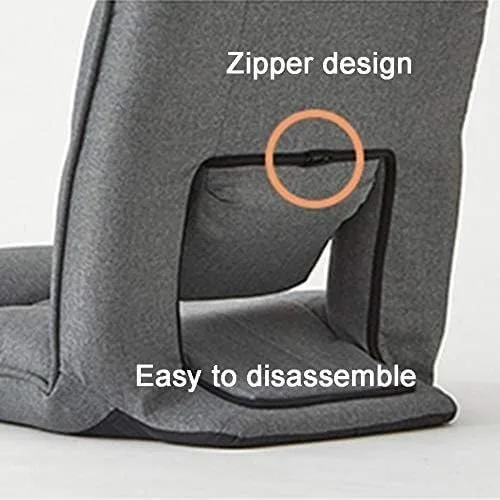 Vista 6 de ELEFOCUS Silla de meditación plegable, respaldo ajustable de 14 engranajes, silla acolchada para juegos con soporte lumbar ajustable