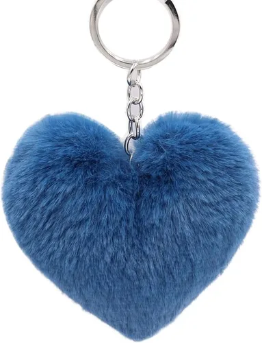 Vista 6 de ikasus Llavero de corazón de felpa lindo llavero de pompón, llavero de bola de felpa esponjoso, bolsa de coche, colgante de llavero suave, Rojo