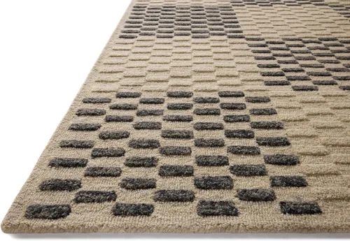 Vista 5 de Loloi Chris Loves Julia Bradley Collection, beige y medianoche, alfombra decorativa de 2 pies y 3 pulgadas x 3 pies y 9 pulgadas, alfombras clásicas