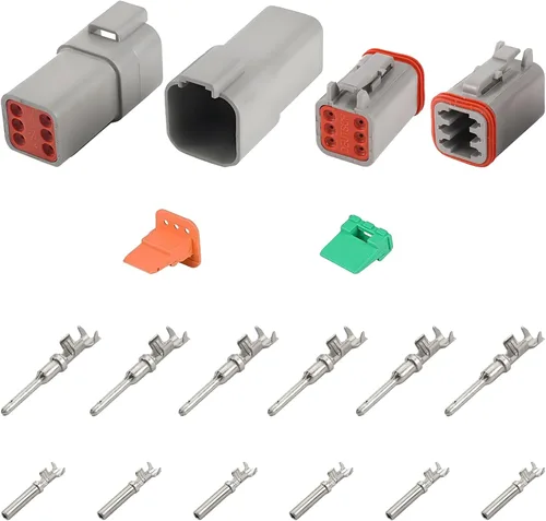 Vista 6 de Juego de 48 conectores de la serie Deutsch DT de 4 pines, kit de conector de alimentación eléctrica impermeable gris macho y hembra, 16-22 AWG