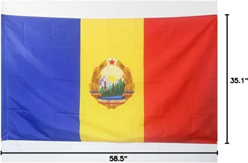 Vista 5 de AZ FLAG Bandera de la República Socialista de Rumania 1947-1989 de 3 x 5 pies para un poste – Banderas de la República Popular Rumana de 35.4 x 59.1