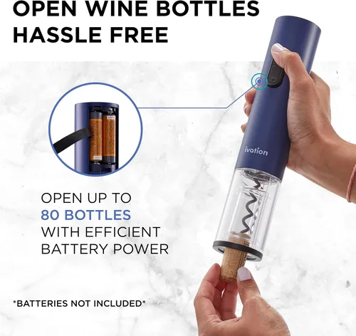 Vista 3 de Ivation Juego de regalo de vino todo en uno – Incluye abridor eléctrico de botellas, dispensador aireador, bomba preservadora, 2 tapones de corcho
