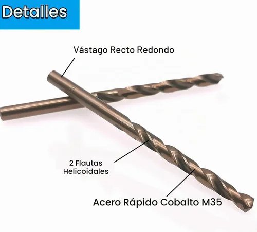 Vista 2 de 10 brocas de cobalto M35 de 0.039 in para metal, acero inoxidable, acero, totalmente conectado a tierra 5% cobalto