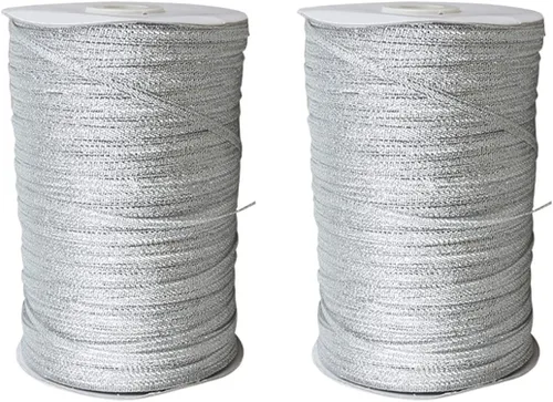 Vista 12 de ECYC 2 cintas metálicas con purpurina de 20 yardas de 1/8 pulgadas (0.118 in), cinta decorativa para envolver regalos para manualidades, boda, Azul