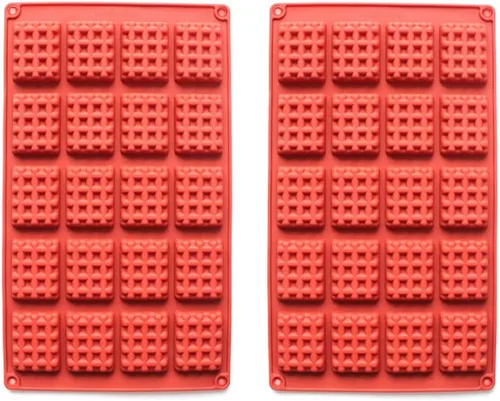 Vista 4 de Juego de 2 piezas/juego de moldes de silicona para gofres de 18/20 cavidades, molde para hornear galletas, molde para hornear, herramienta