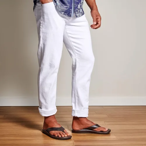 Vista 6 de OLUKAI 'Ilikai Sandalias de cuero para hombre, sandalias de cuero de grano completo, plantilla anatómica y amortiguación, ajuste cómodo y goma