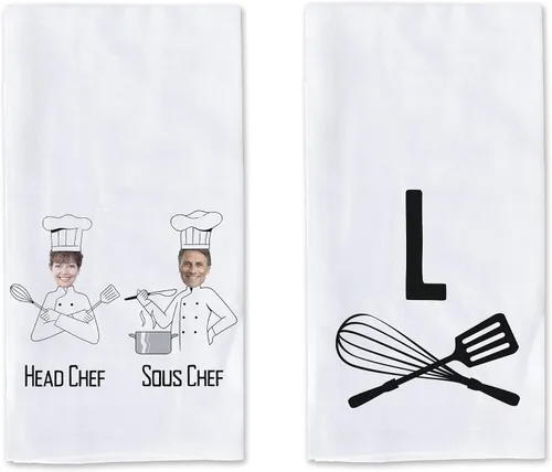 Vista 8 de Toalla de cocina personalizada para BBQ Kings – Divertido juego de toallas de cocina. 100% algodón hilado en anillo puro, toallas de cocina súper