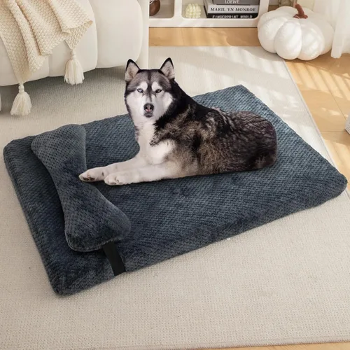 Vista 24 de Cama para perros con almohada para perros pequeños, cama ortopédica para perros con funda extraíble, alfombrilla lavable para mascotas de hasta 5