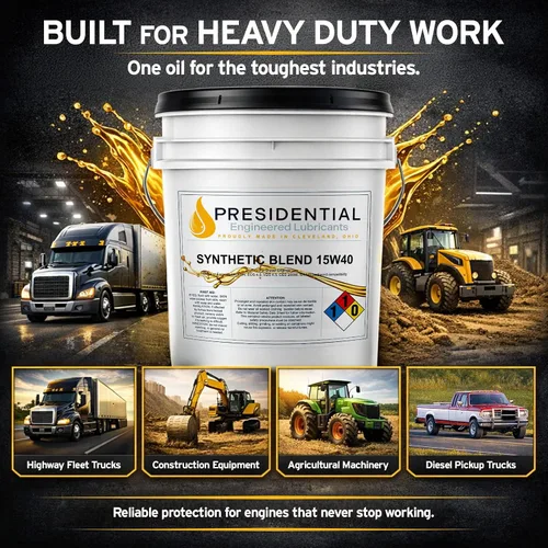 Vista 2 de Presidential Synthetic Blend 15W40 - Aceite de motor diésel de alta calidad resistente - Formulado para extender los intervalos de drenaje