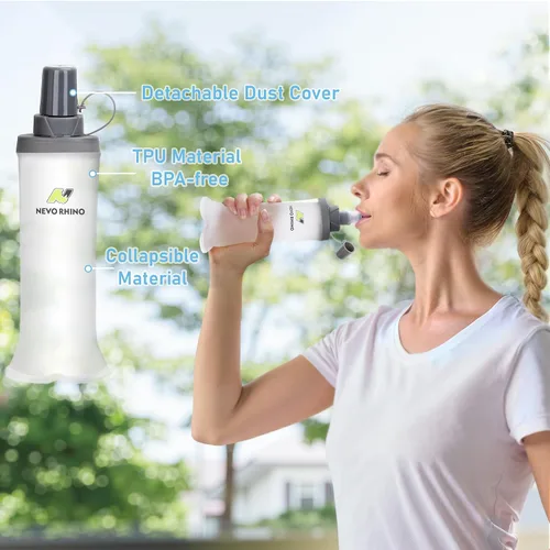 Vista 8 de Chaleco de hidratación para correr para mujeres y hombres, chaleco ligero para agua con 2 botellas blandas TPU de 250 ml, chaleco para corredores