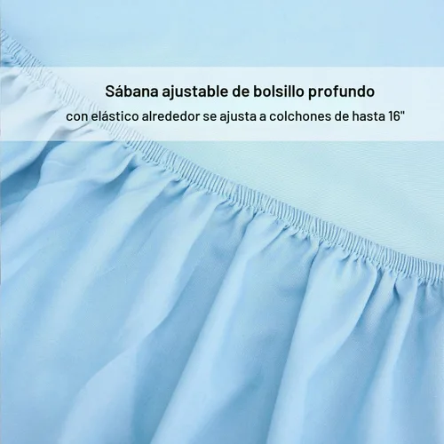Vista 5 de Juego de sábanas de diseño estampado clásico - Juegos de sábanas con bolsillo profundo ultra suave y transpirable., Microfibra, Celeste (Baby Blue)