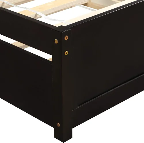 Vista 8 de Harper & Bright Designs Cama individual con cama nido, cama individual de plataforma de madera con cabecera y base de colchón estribo, fuerte