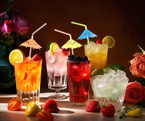 Vista 5 de Pajitas hawaianas para fiesta, 25 unidades, 9.45 pulgadas, colores surtidos, mini paraguas de papel, bebidas, jugo, cóctel, batido, pajitas