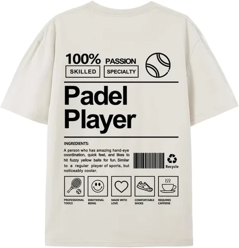 Vista 3 de Camiseta de Padel Player Camiseta de manga corta para mujer y hombre, cuello redondo, camiseta para todas las estaciones