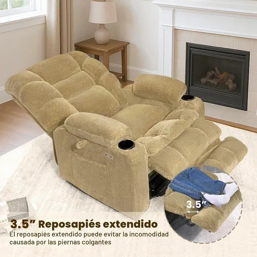 Vista 6 de EONIX Sillón reclinable de elevación eléctrica de doble motor, medianamente ancha, color beige