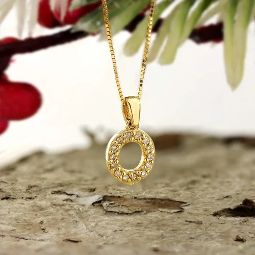 Vista 79 de Collar colgante con letra inicial de diamantes en oro amarillo de 14k (1/10 quilates) 18 pulgadas
