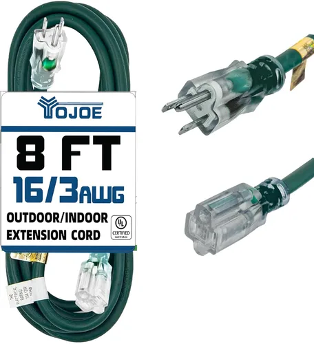 Vista 8 de YOJOE Cable de Extensión, Cable de Alimentación de 3 Clavijas 13A Resistente a la Intemperie, Cable de Extensión Marrón de Servicio Pesado Calibre