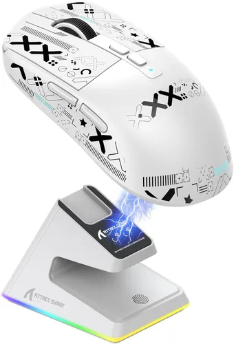 Vista 12 de ATTACK SHARK X6 1.73 oz Superlight - Mouse inalámbrico para juegos con base de carga RGB magnética, BT/2.4GHz inalámbrico/con cable, ratón