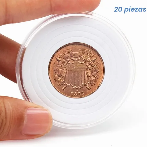 Vista 4 de 20 cápsulas de plástico transparente, caja de colección de monedas de 5 tamaños con junta ajustable para colección de monedas American Silver Eagle