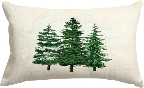 Vista 14 de SPXUBZ Funda de almohada de algodón con diseño de copo de nieve azul, Feliz Navidad, decoración del hogar, funda de cojín rectangular
