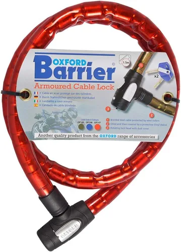 Vista 6 de Oxford OF147 Rojo 0.984 in Diámetro 4.9' Barrera Larga Bloqueo de Cable Blindado