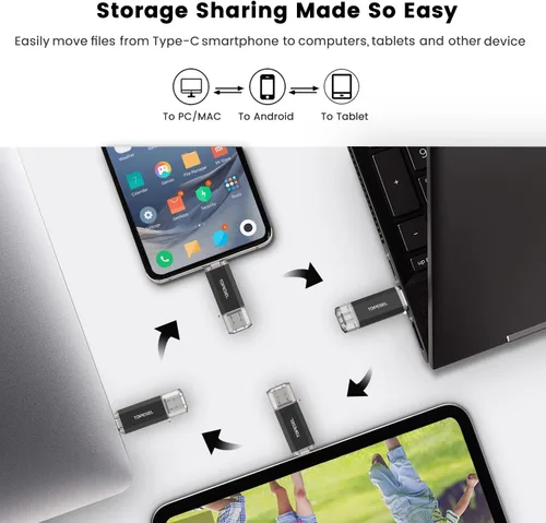 Vista 3 de TOPESEL Tipo C 2 Pack 32GB Unidad Flash USB C Unidad USB Dual 2-en-1 con Indicador LED USB 3.0/3.1 Gen1 Memoria Stick de 32 GB USB-C para Compartir