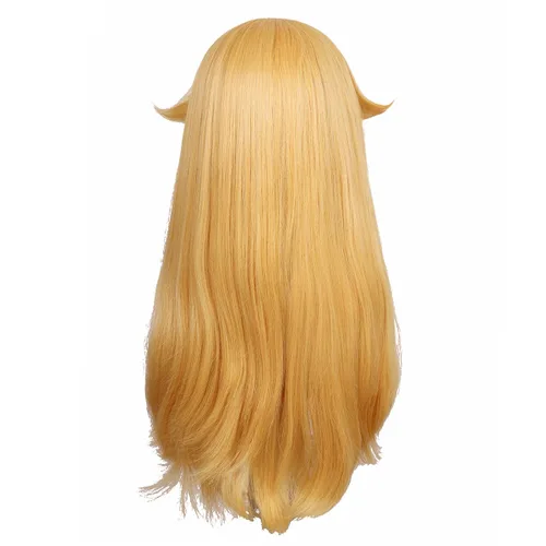 Vista 7 de FantaLook Peluca larga rubia con aretes para mujer, disfraz de Halloween
