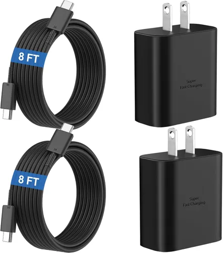 Vista 15 de Cargador súper rápido USB C de 45 W para teléfono Android tipo C, bloque de carga rápida con cable de 5 pies para Samsung Galaxy S26/S26