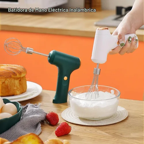 Vista 2 de Batidor eléctrico de mano, recargable por USB, batidor de huevos portátil inalámbrico con 2 batidores desmontables con 3 modos de velocidad
