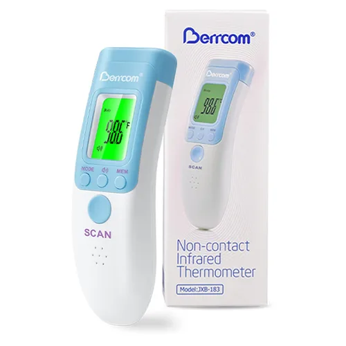 Vista 10 de Berrcom Termómetro digital sin contacto de 3 en 1 para frente y oído, con luz de fondo, sensor de temperatura corporal y de objetos para interiores