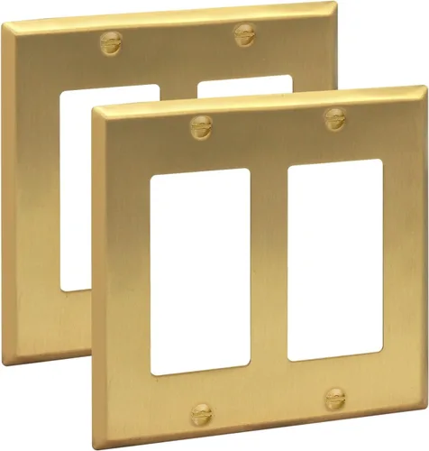 Vista 41 de Rio Salto Placa de pared de metal dorado en latón Placa de salida en blanco Cubierta para tomas de corriente no utilizadas Interruptor de pared de 1