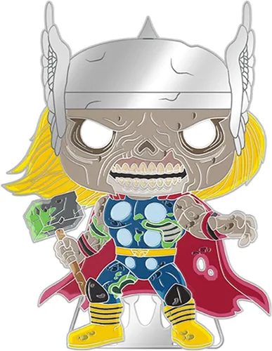 Vista 2 de Loungefly PIN - Pin esmaltado grande Marvel: Zombie Thor - Thor - Pines esmaltados Marvel Zombies - Broche coleccionable lindo - para mochilas