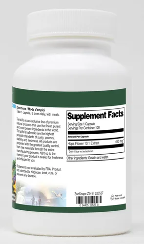 Vista 2 de Flor de lúpulo 10:1-450 mg (100 Cápsulas, ZIN: 520527)