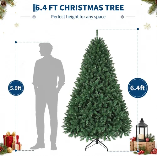 Vista 8 de Árbol de Navidad artificial de abeto preiluminado de 6.5 pies