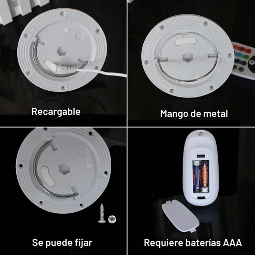 Vista 5 de Paquete de 4 luces LED debajo de la mesa para fiestas, iluminación RGB para eventos para bodas, control remoto para mesa de cóctel, mesa de café