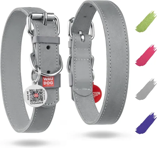 Vista 15 de WAUDOG Collar de cuero de larga duración para perros grandes, medianos y Negro
