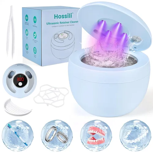 Vista 9 de Máquina Limpiadora Ultrasónica de Retenedores Hossili, Cápsula de Limpieza Ultrasónica de 200ML con 4 Modos, Temporizador Digital para Limpiador