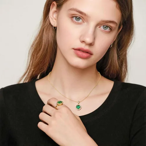 Vista 2 de Collar para ansiedad, anillos para la ansiedad para mujeres, anillos de trébol de cuatro hojas, anillo de preocupación de color dorado