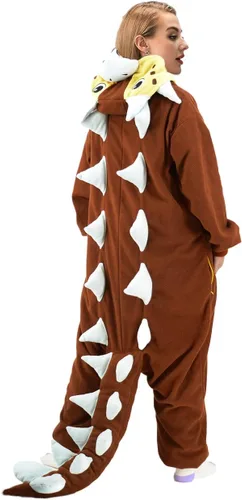 Vista 4 de Adult Ankylosaurus Onesie Pajamas Dinosaur Animal Cosplay Cartoon Costume Christmas Halloween Jumpsuit for Women Men