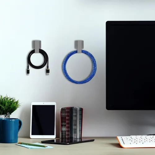 Vista 7 de 100 bridas de gancho y bucle, clips autoadhesivos de gestión de cables, correas ajustables de gancho y bucle, envoltorios de cable, soporte de cable