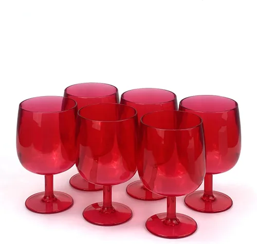 Vista 10 de Yalin Juego de 6 vasos apilables irrompibles de plástico acrílico para vino y agua de 12 onzas (azul, 12 onzas)